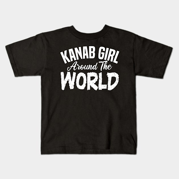 kanab girl around the world Kids T-Shirt by mdr design